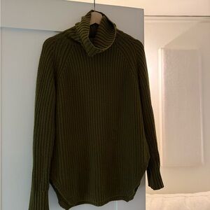 Olive Green Knit Turtleneck Sweater
